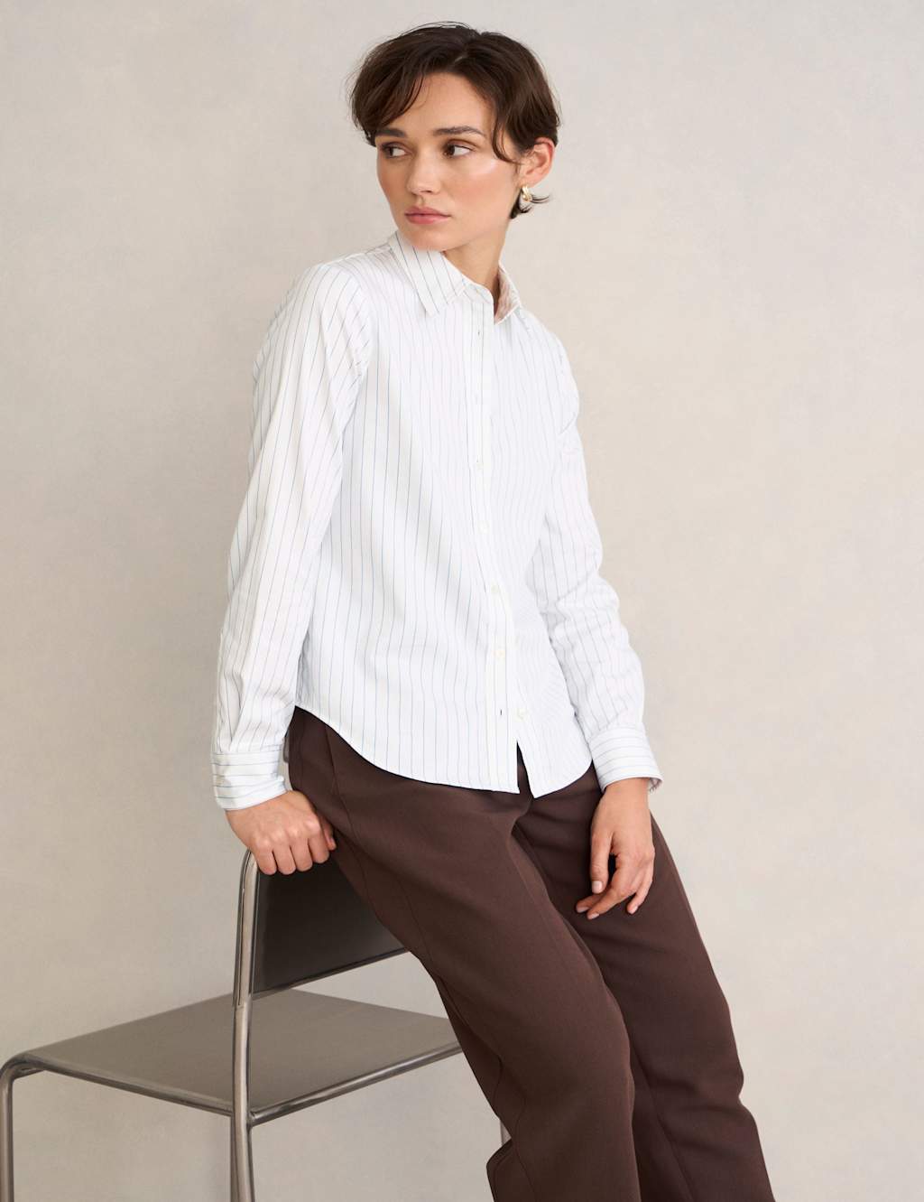 Hobbs Women's Pure Cotton Striped Shirt - 14 - Blue Mix - Available at M&S