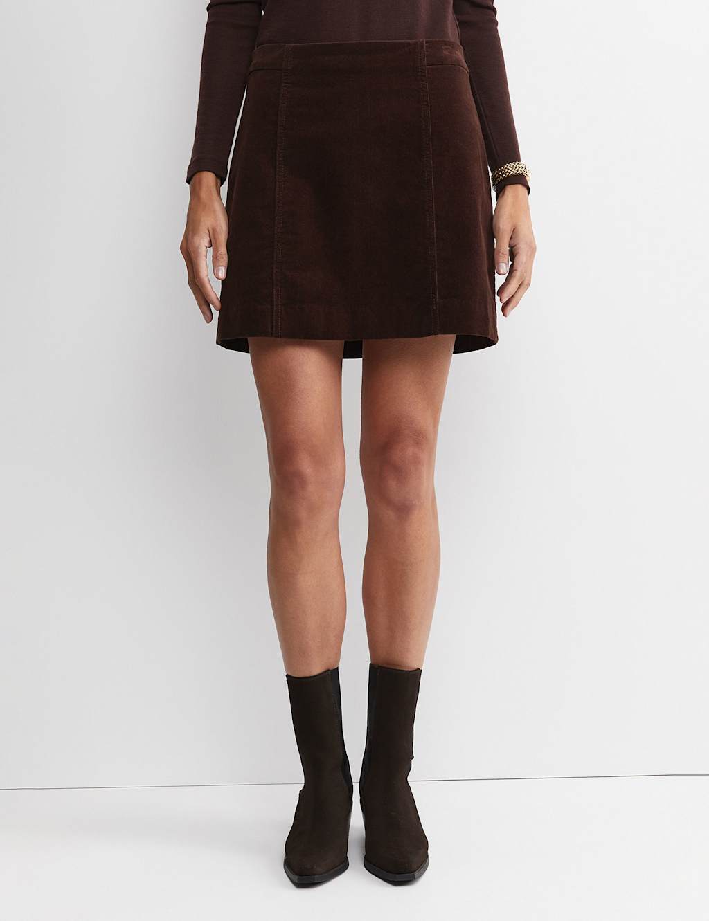 Sportscraft Women's Cord Mini A-Line Skirt - 12 - Chocolate - Available at M&S