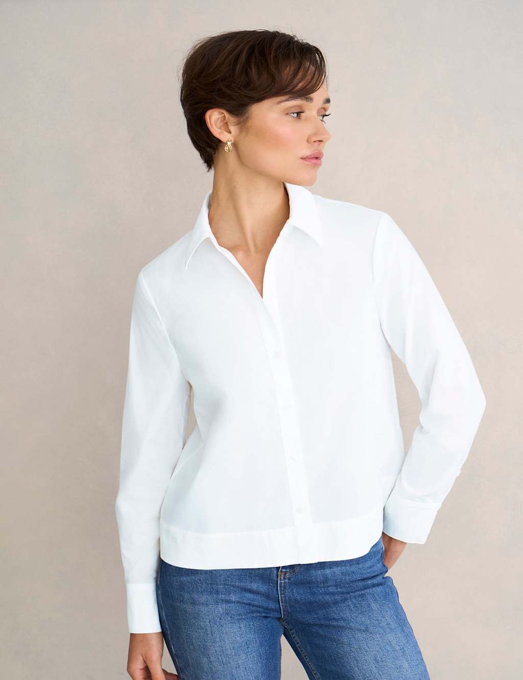 Hobbs Women's Pure Cotton Collared Shirt - 10 - White - Available at M&S