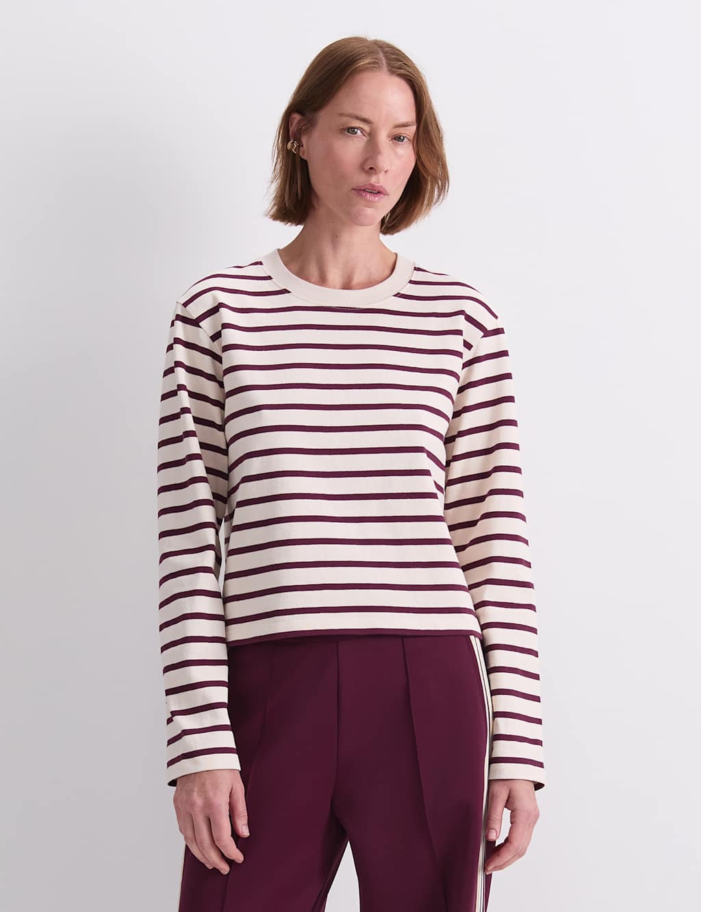 Sportscraft Women's Pure Cotton Striped Top - Small - Red - Available at M&S