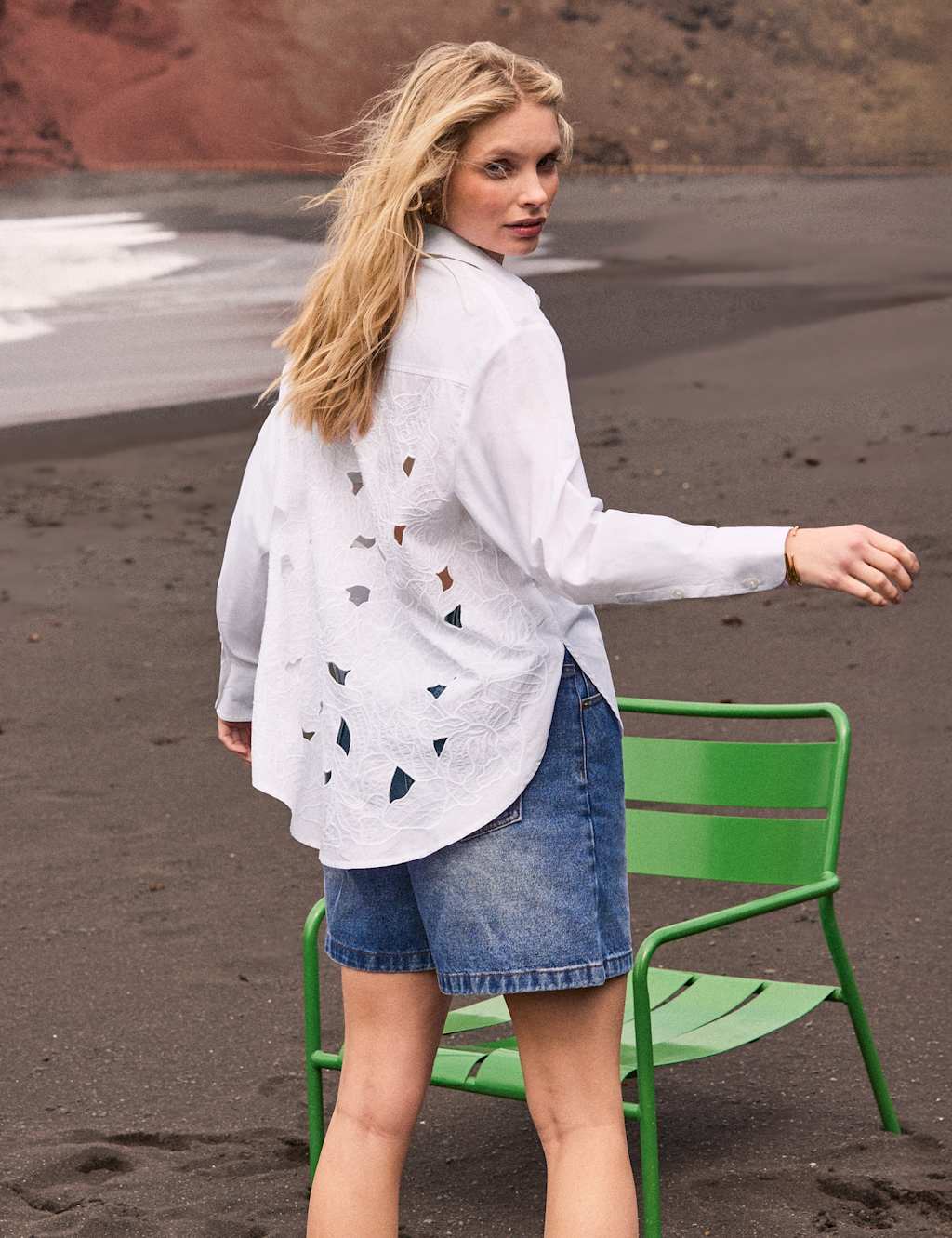 Ro&Zo Women's Pure Cotton Embroidered Relaxed Shirt - 10 - White - Available at M&S