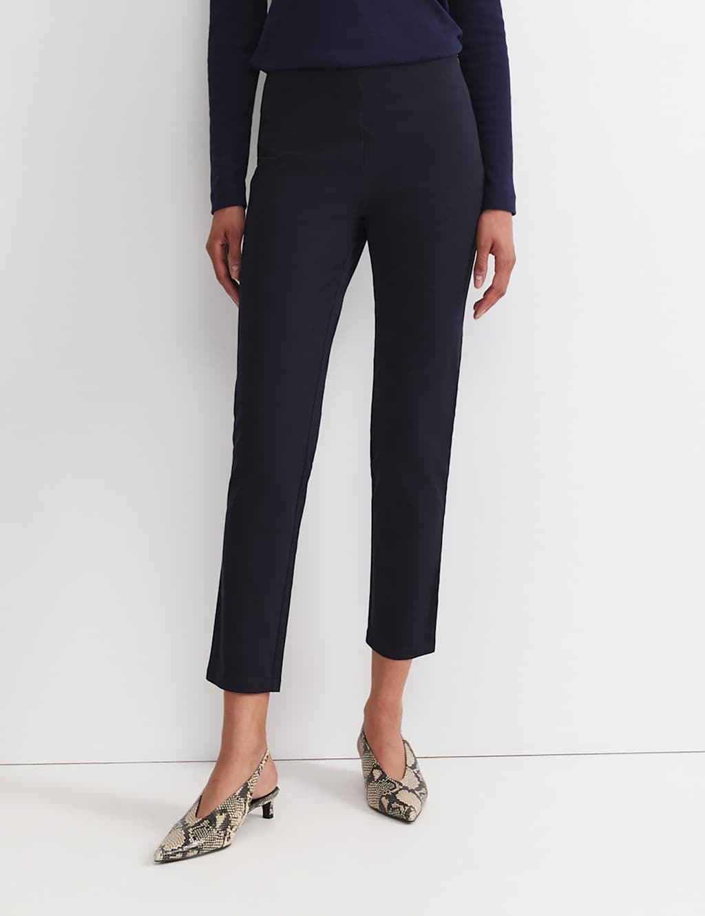 Sportscraft Women's Cotton Rich Slim Fit Ankle Grazer Trousers - 14 - Navy - Available at M&S