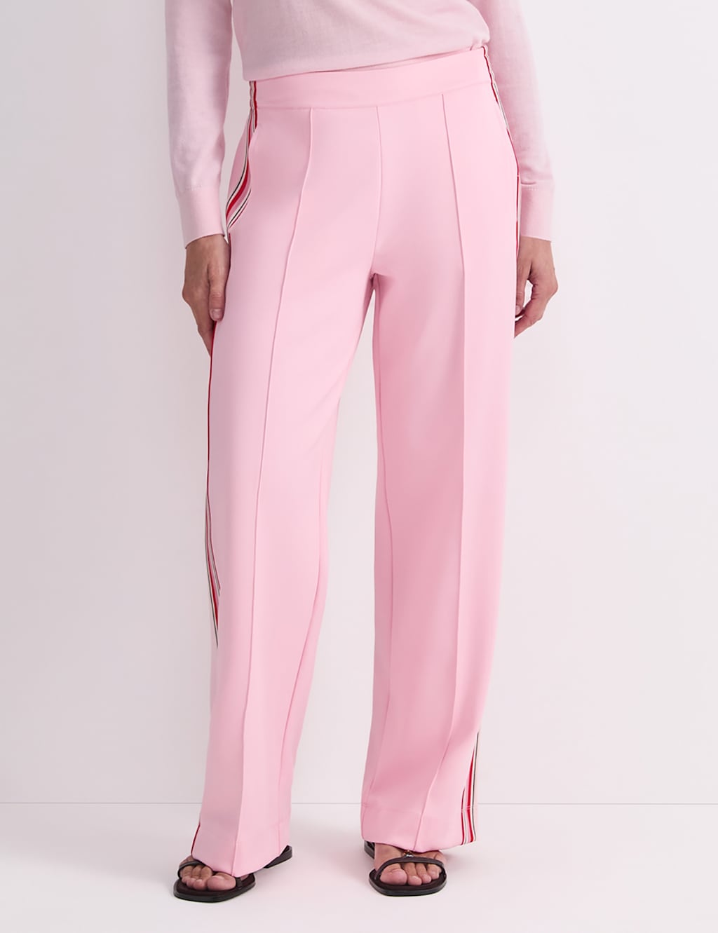 Sportscraft Women's Side Stripe Wide Leg Trousers - 10 - Pink - Available at M&S
