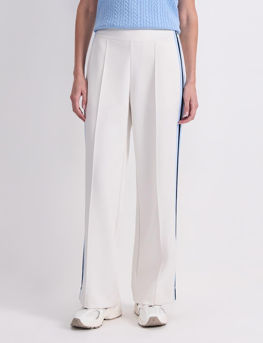 Sportscraft Women's Side Stripe Wide Leg Trousers - 10 - White - Available at M&S