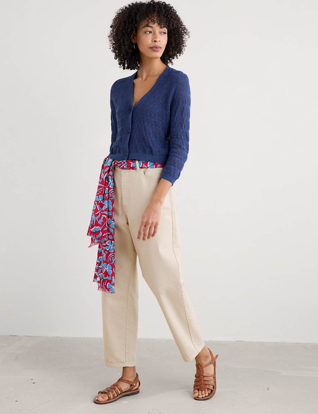 Pure Cotton Patterned V-Neck Cardigan