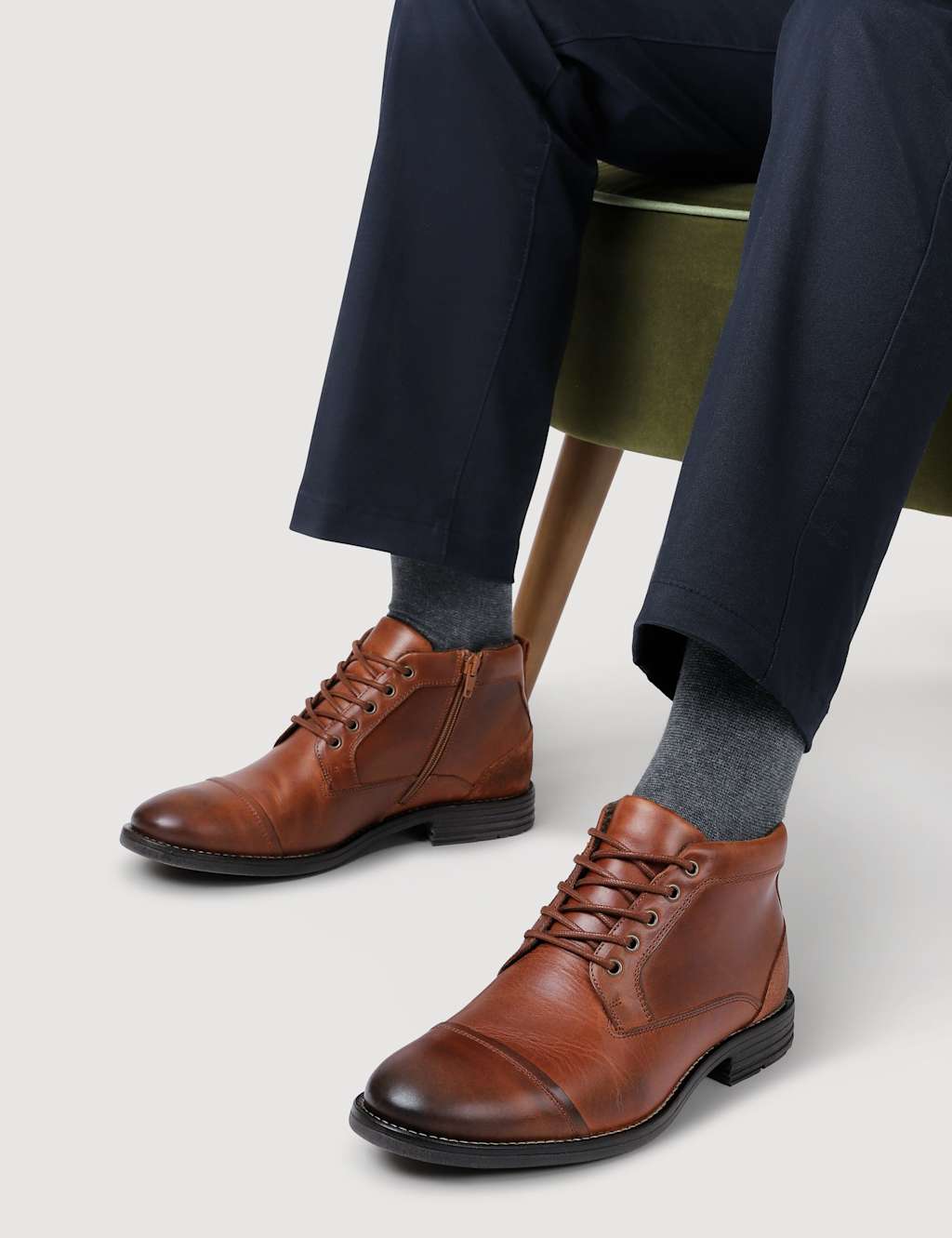 Jones Bootmaker Leather Derby Boots Tan