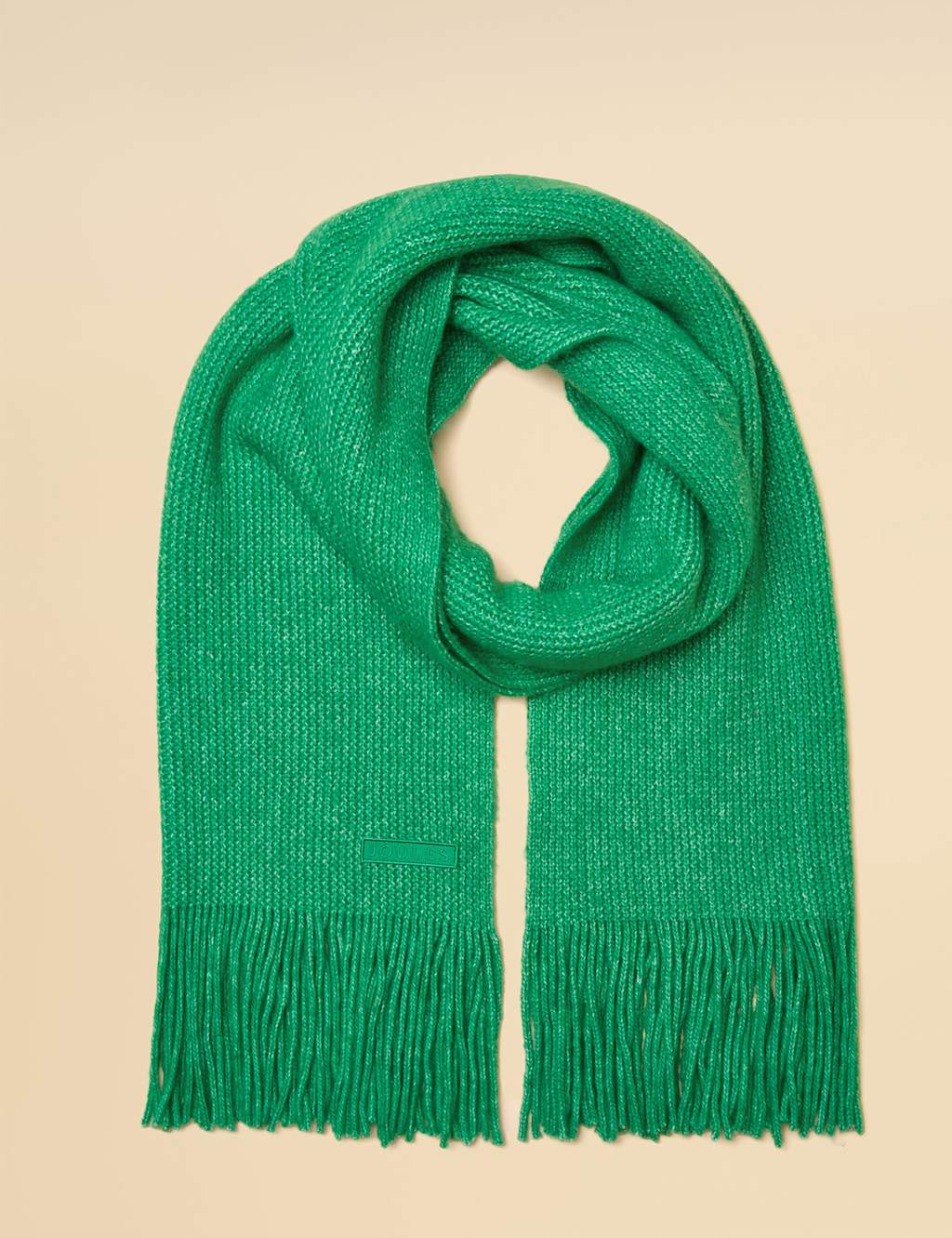 Joules Knitted Fringed Scarf Green