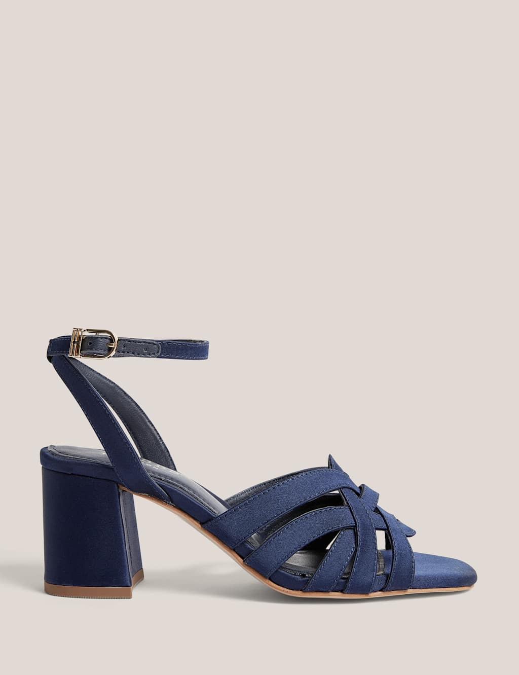 Hobbs Women's Satin Block Heel Sandals - 6 - Blue - Available at M&S
