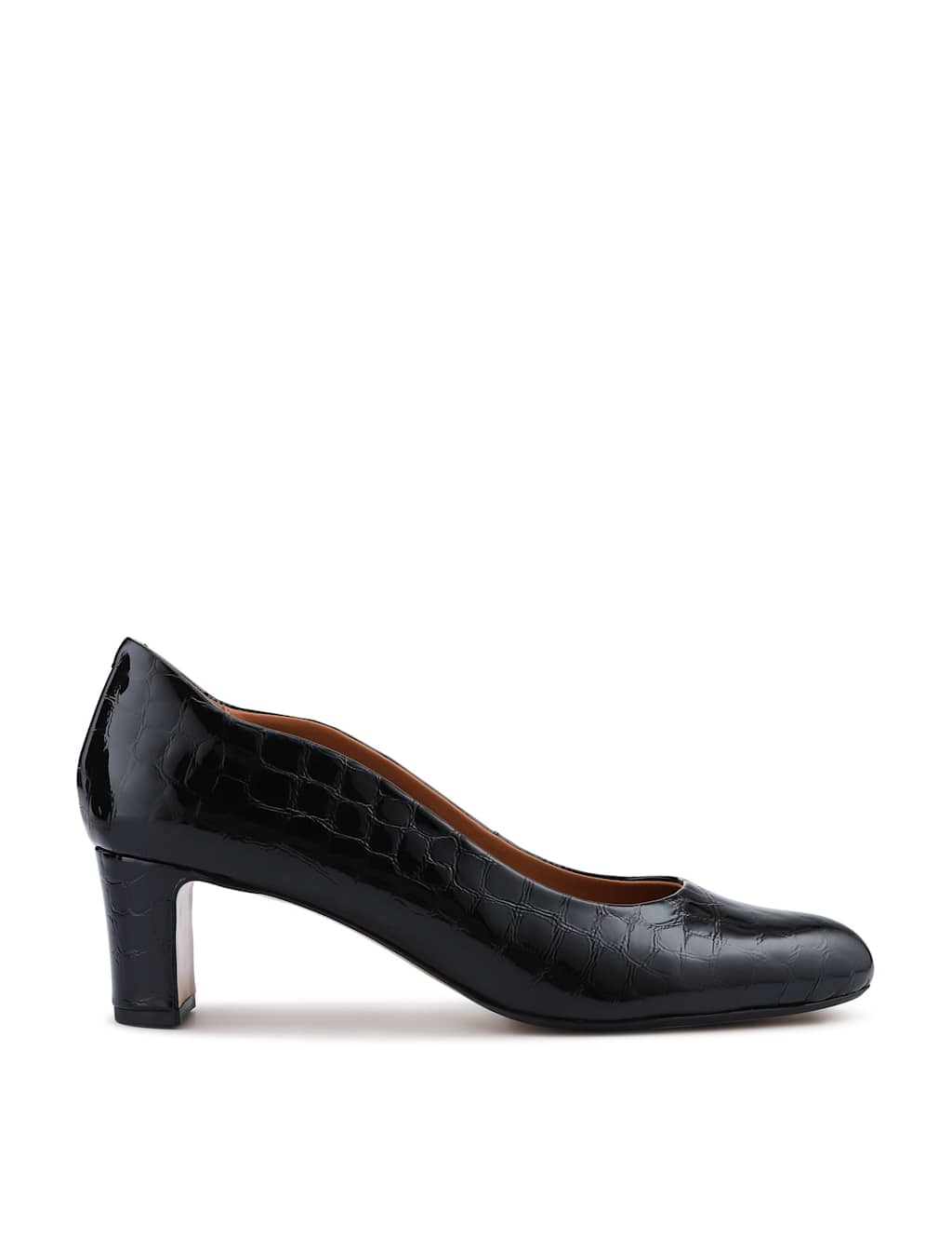 Jones Bootmaker Leather Block Heel Court Shoes Black