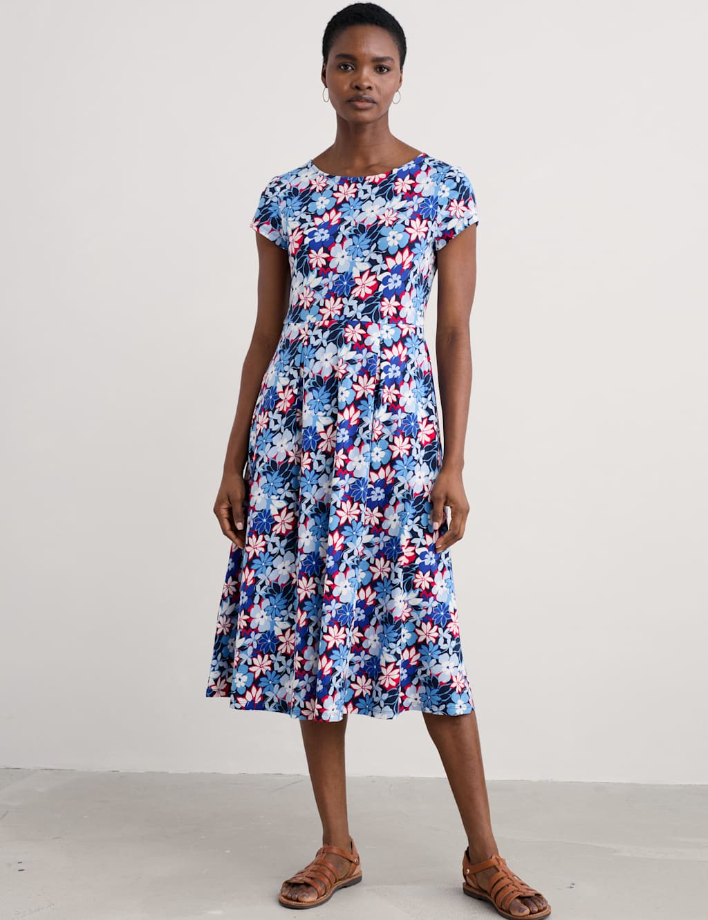 Cotton Rich Floral Midi Skater Dress