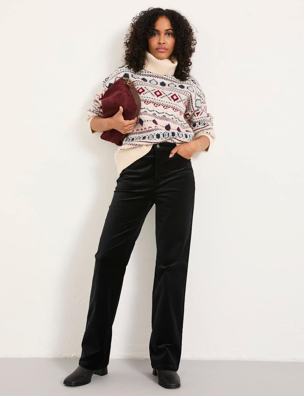 FatFace Velvet Trousers Black