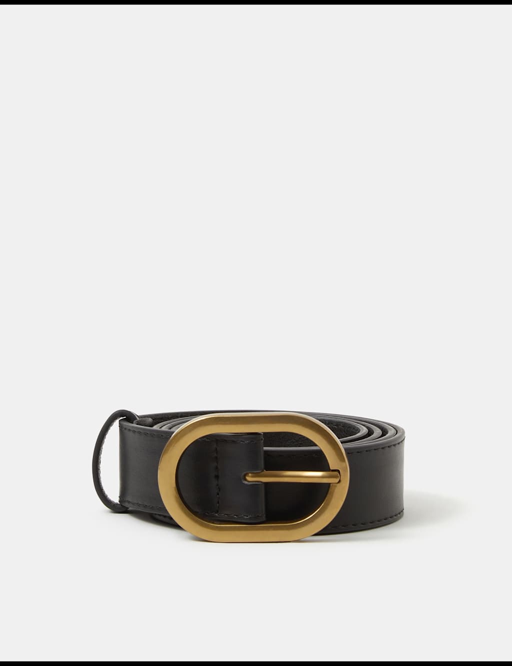 Accessorize Women's Faux Leather Oval Buckle Belt - Large - Black - Available at M&S
