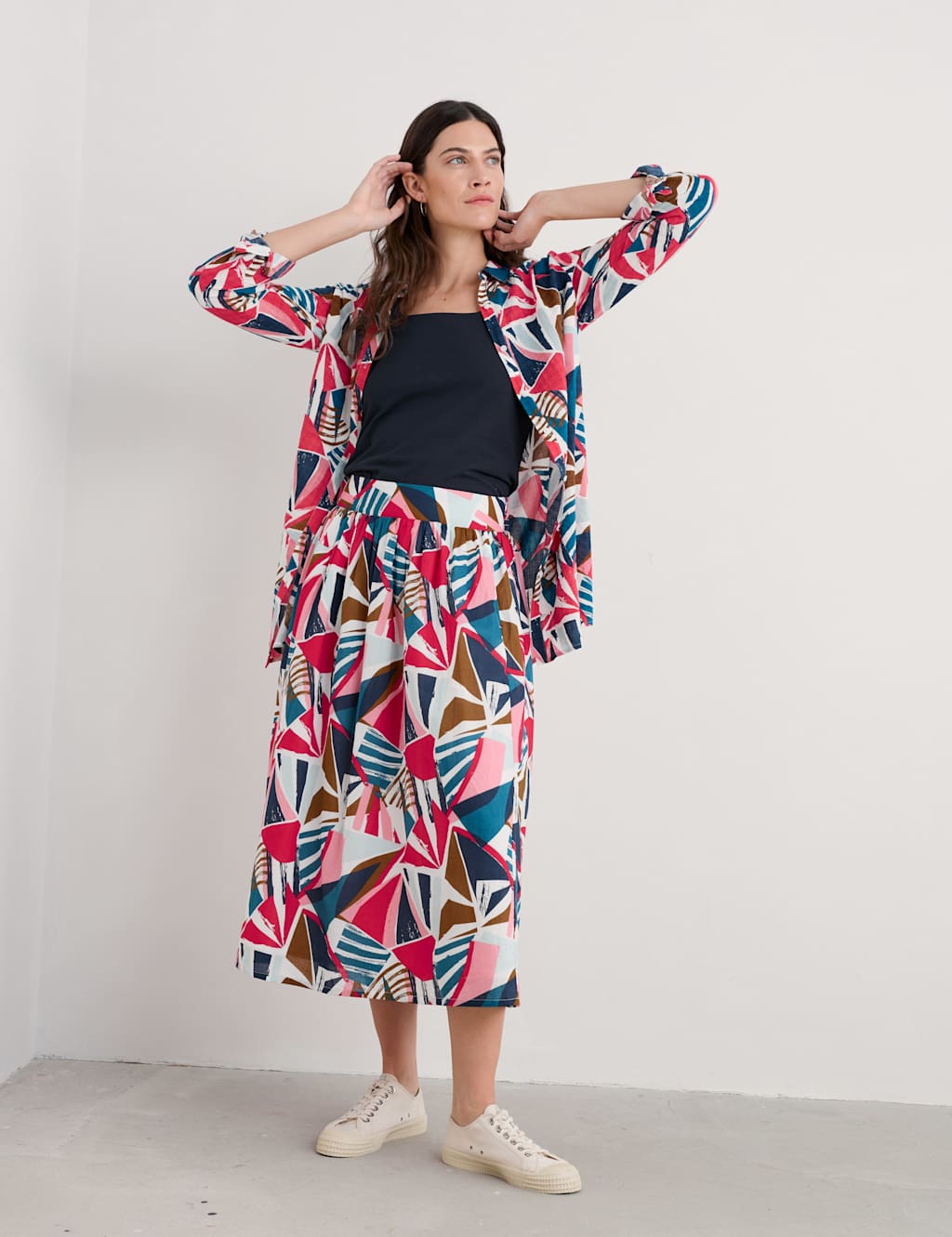 Cotton Rich Geometric Collared Shirt