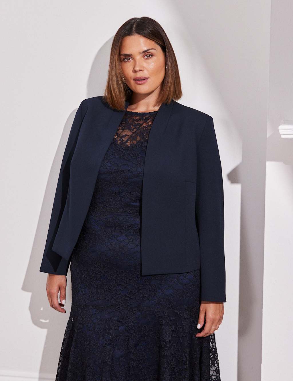 Collarless Cropped Blazer