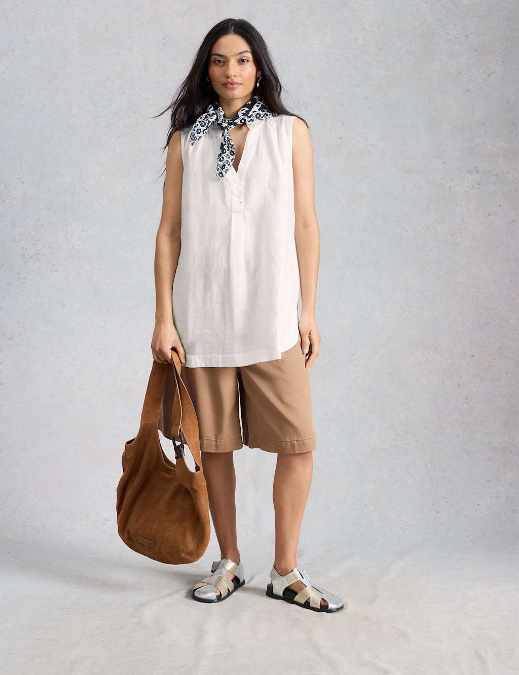 White Stuff Women's Pure Linen Collared Sleeveless Tunic - 14 - Available at M&S