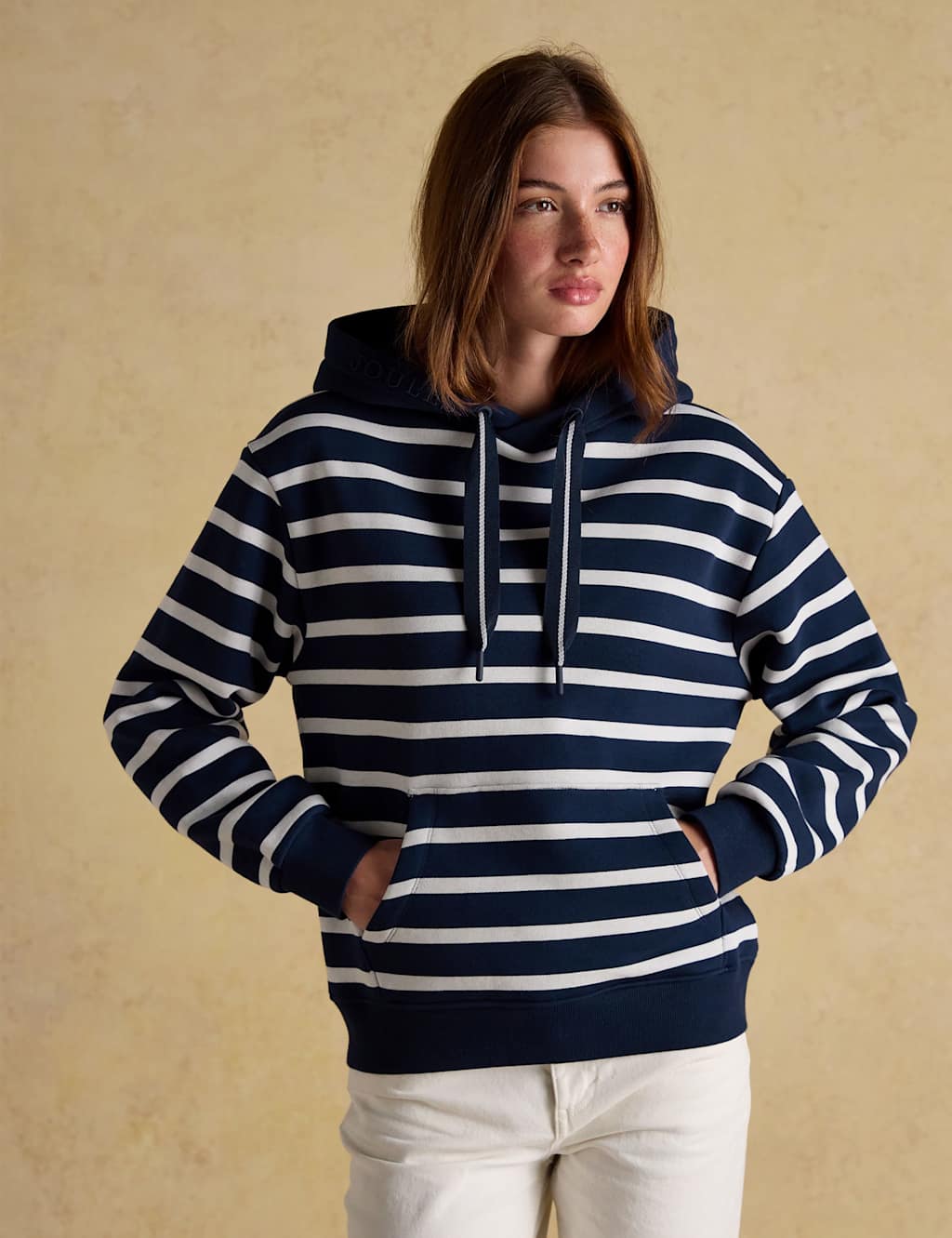 Joules Cotton Rich Striped Hoodie Navy Mix