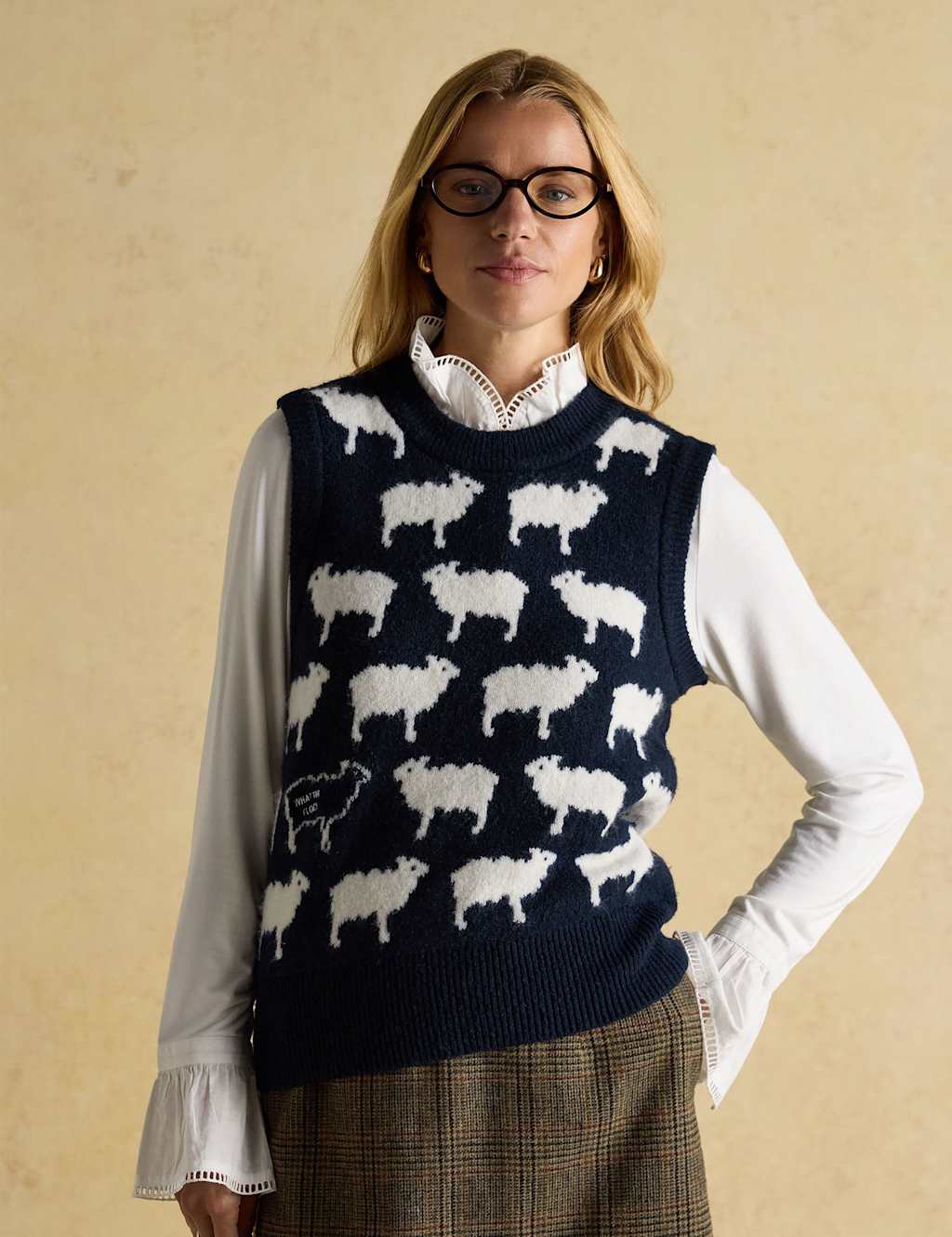 Joules Knitted Sheep Vest Navy Mix