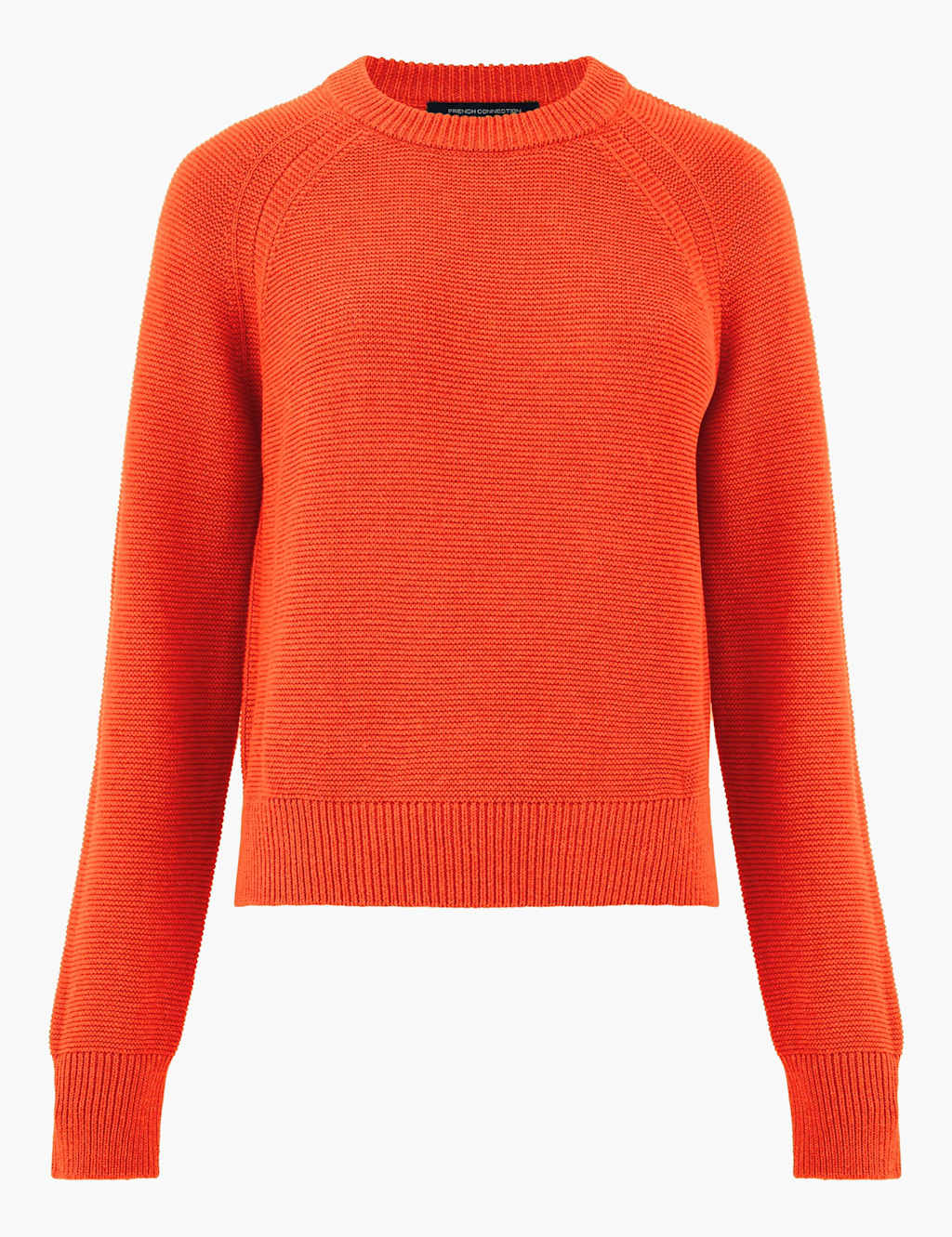 French Connection Pure Cotton Textured Crew Neck Jumper Orange
