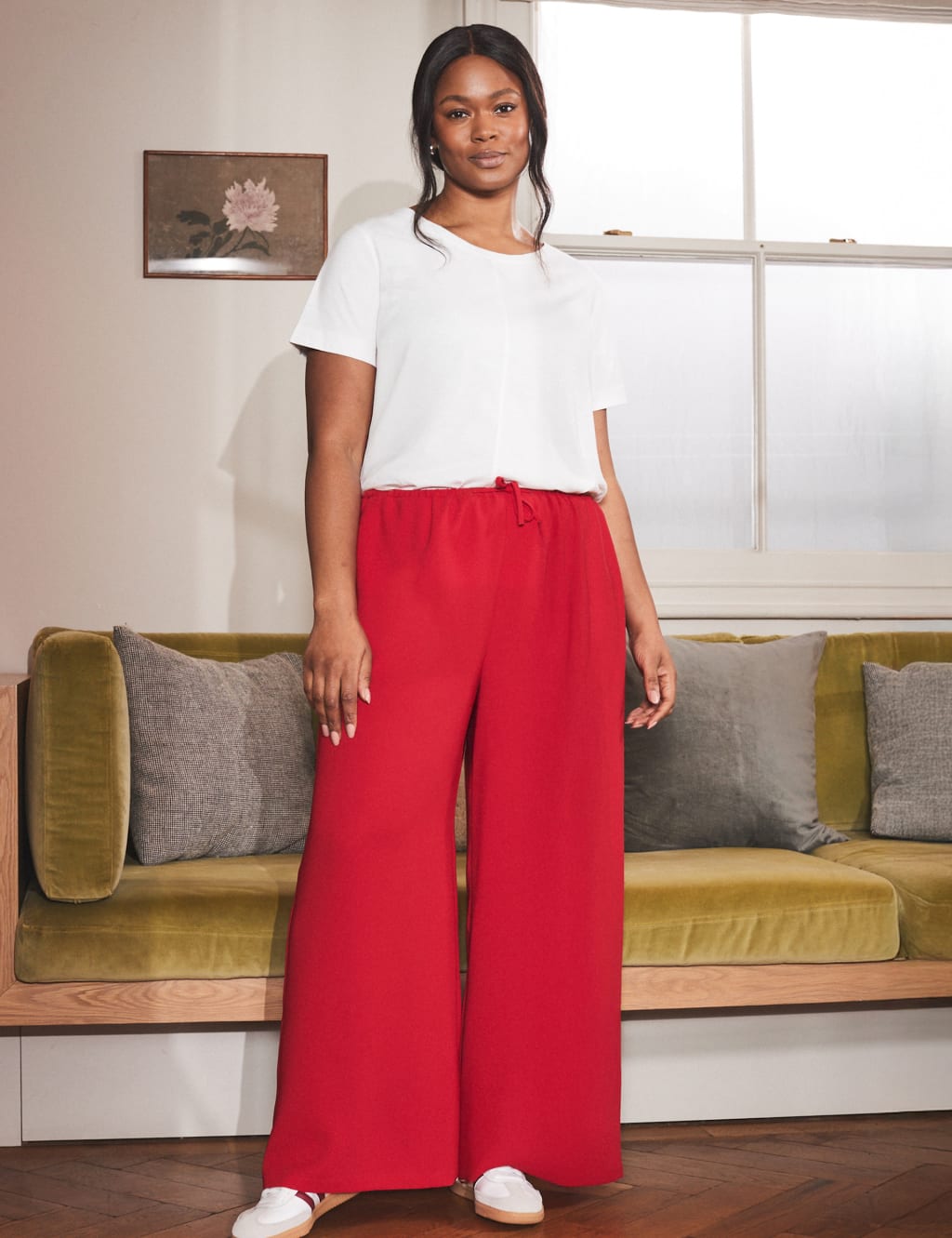 Elasticated Waist Wide Leg Trousers