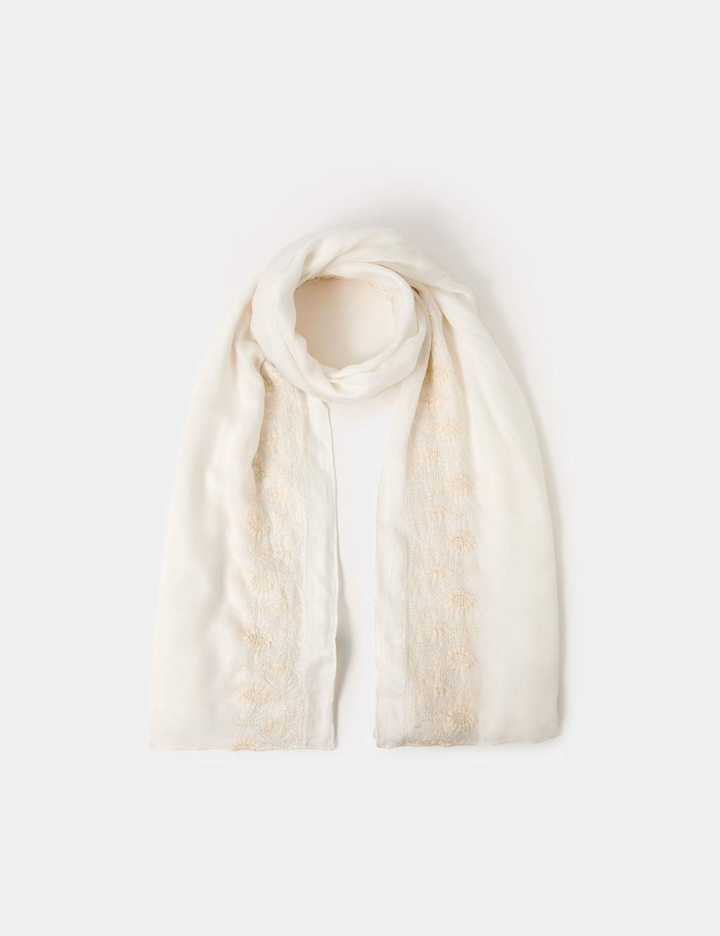 Accessorize Women's Embroidered Sequin Scarf - Ivory - Available at M&S