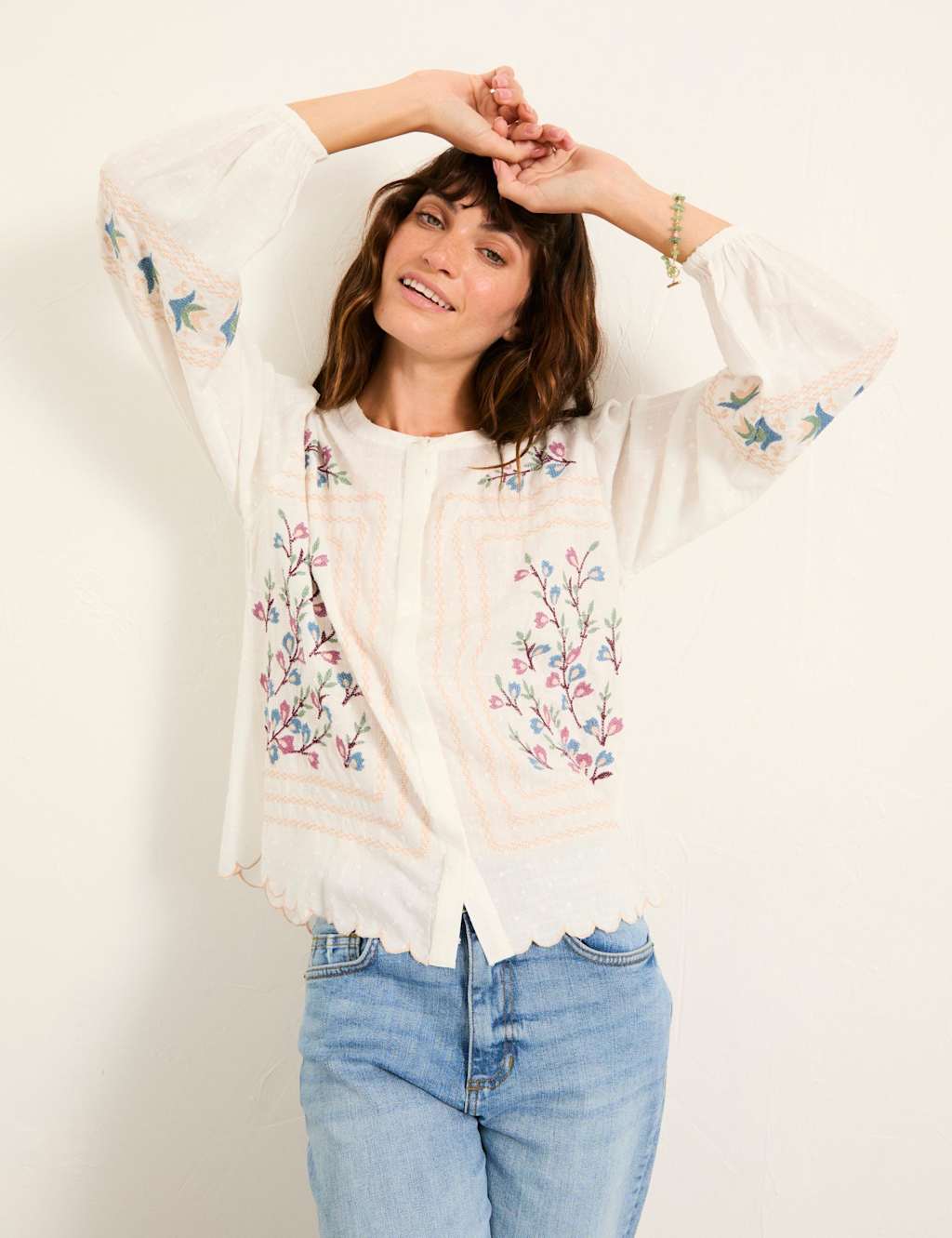 Fatface Women's Embroidered Blouse - 22 - Ivory Mix - Available at M&S