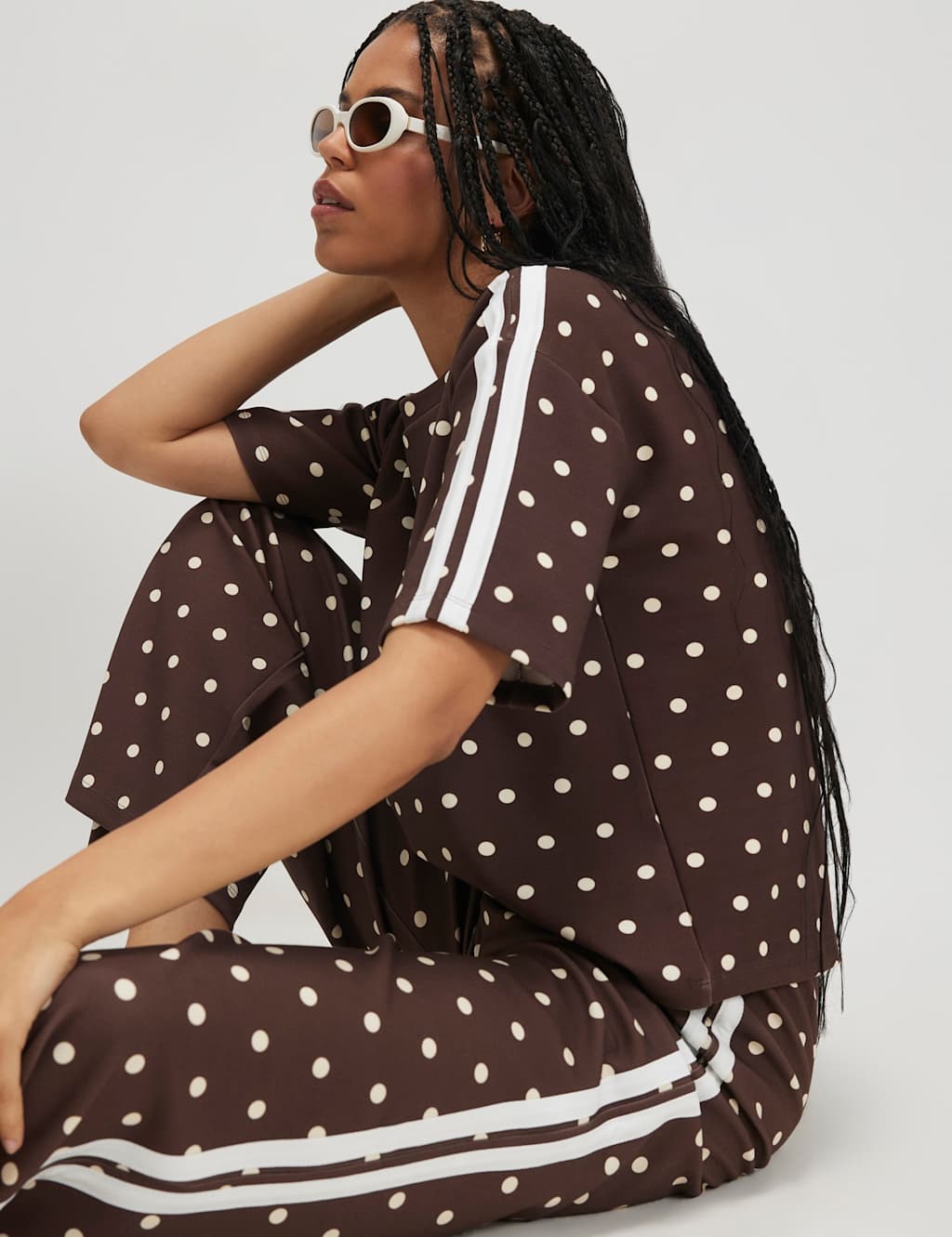 River Island Women's Pure Cotton Polka Dot T-Shirt - Small - Brown Mix - Available at M&S