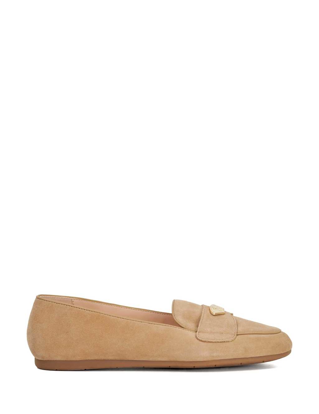 Suede Metal Trim Slip On Flat Loafers