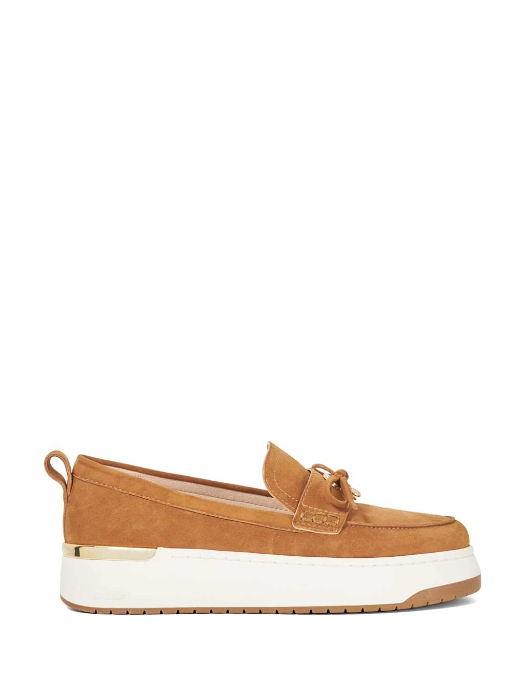 Suede Bow Flat Loafers