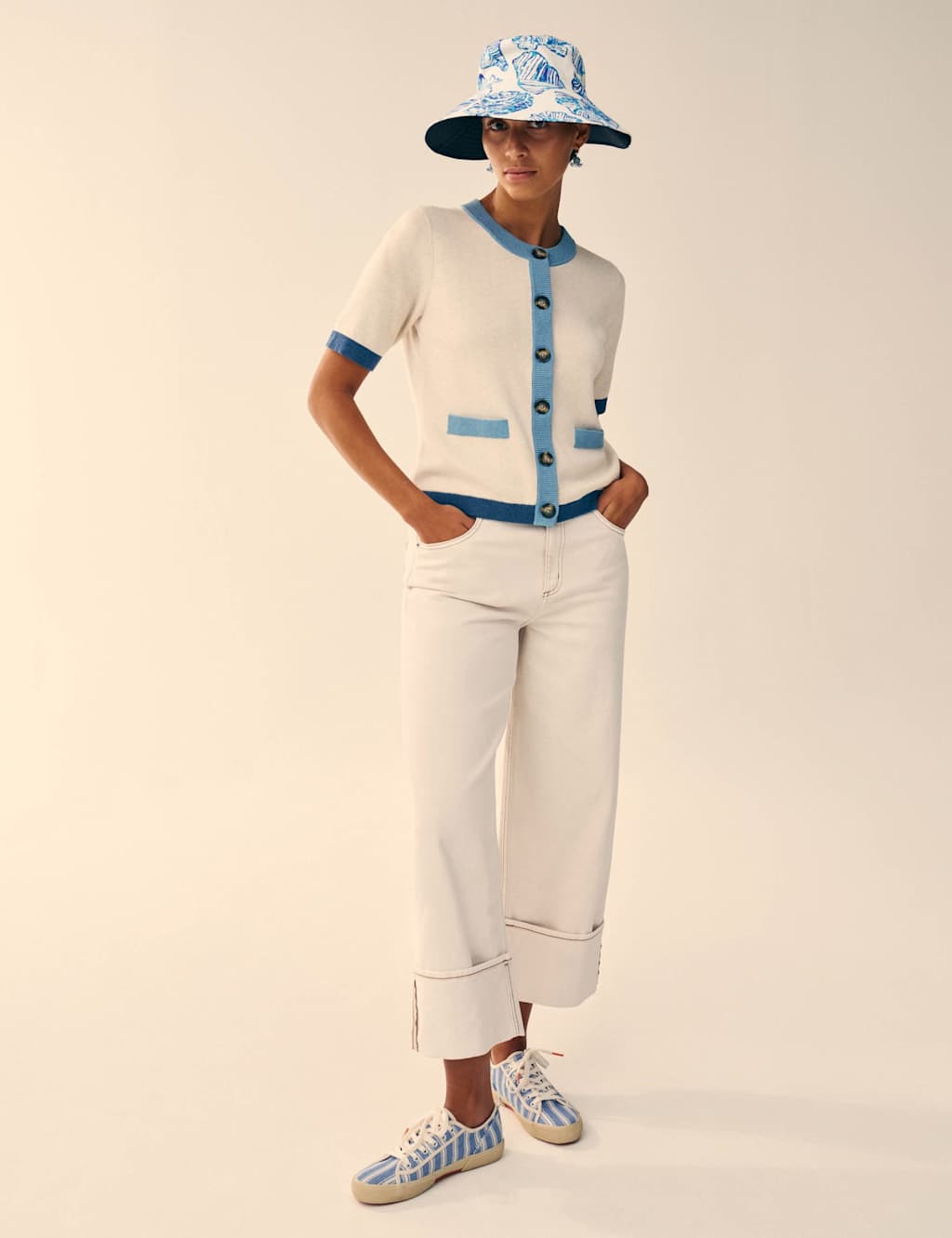 White Stuff Women's Straight Leg Turn Up Ankle Grazer Jeans - 12 - Natural - Available at M&S