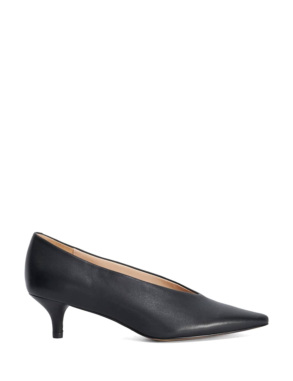 Dune London Women's Leather Kitten Heel Pointed Court Shoes - 5 - Black - Available at M&S