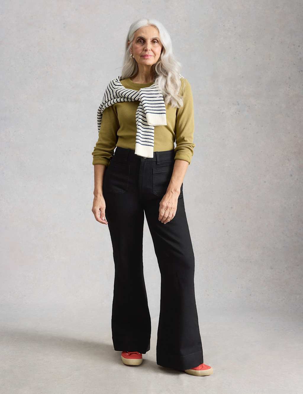 White Stuff Women's Mid Rise Flared Wide Leg Jeans - 10 - Black - Available at M&S