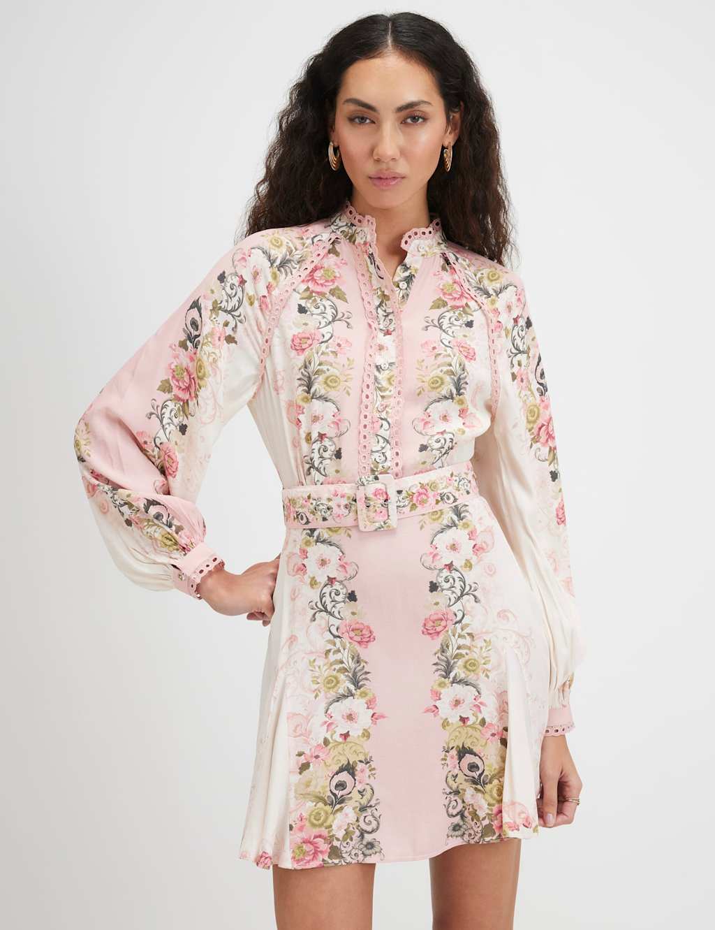 River Island Women's Floral Mini Shirt Dress - 16 - Pink Mix - Available at M&S