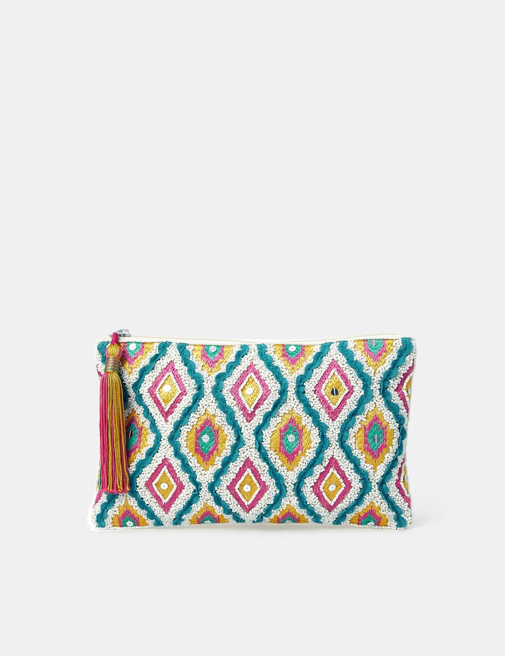 Pure Cotton Beaded Tassel Clutch Bag
