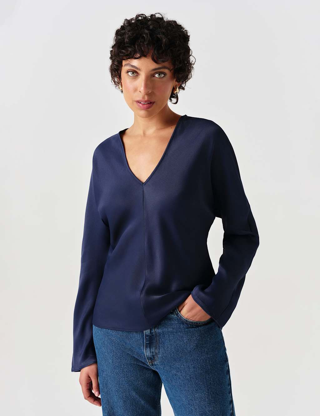 Ghost Women's Satin Top - 12 - Navy - Available at M&S