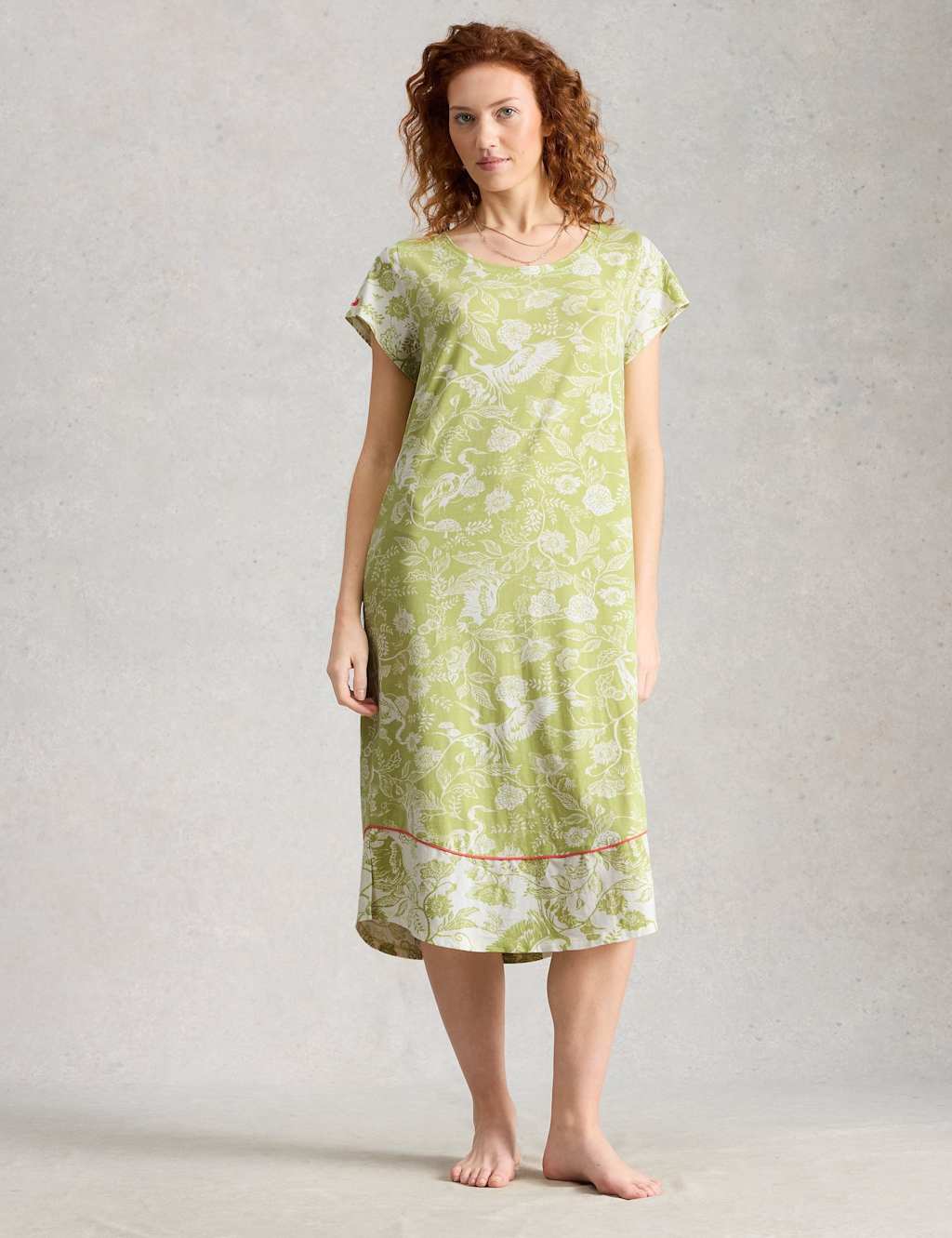 White Stuff Women's Cotton Modal Floral Nightdress - Large - Green Mix - Available at M&S
