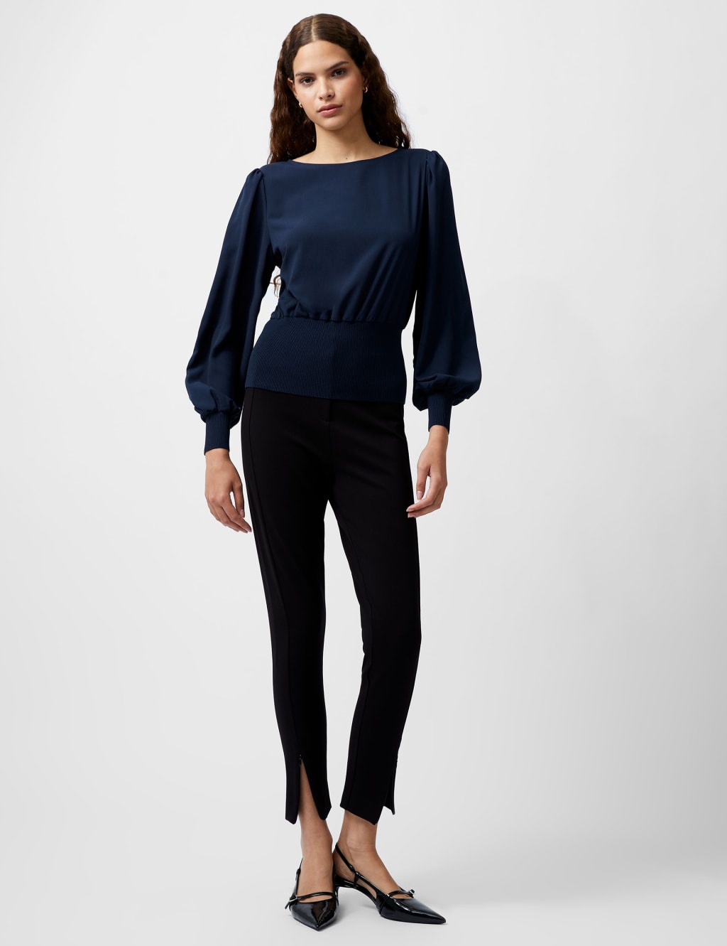 Slash Neck Knitted Top