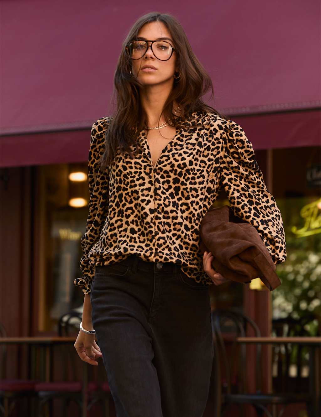 BAUKJEN Animal Print Blouse Brown Mix