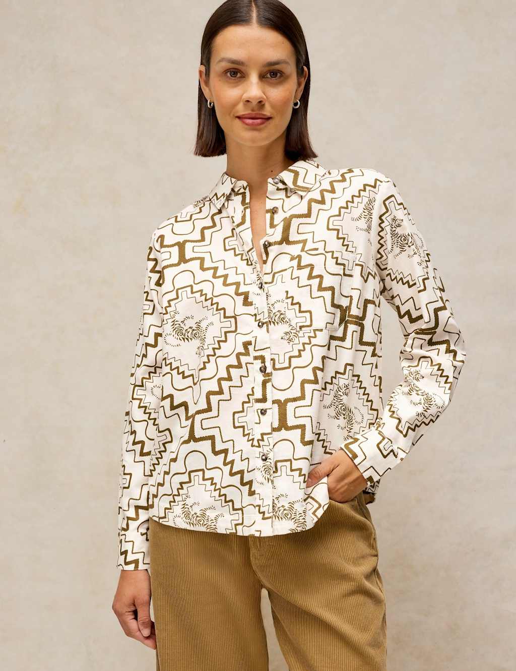 White Stuff Women's Pure Cotton Embroidery Print Shirt - 20 - White Mix - Available at M&S