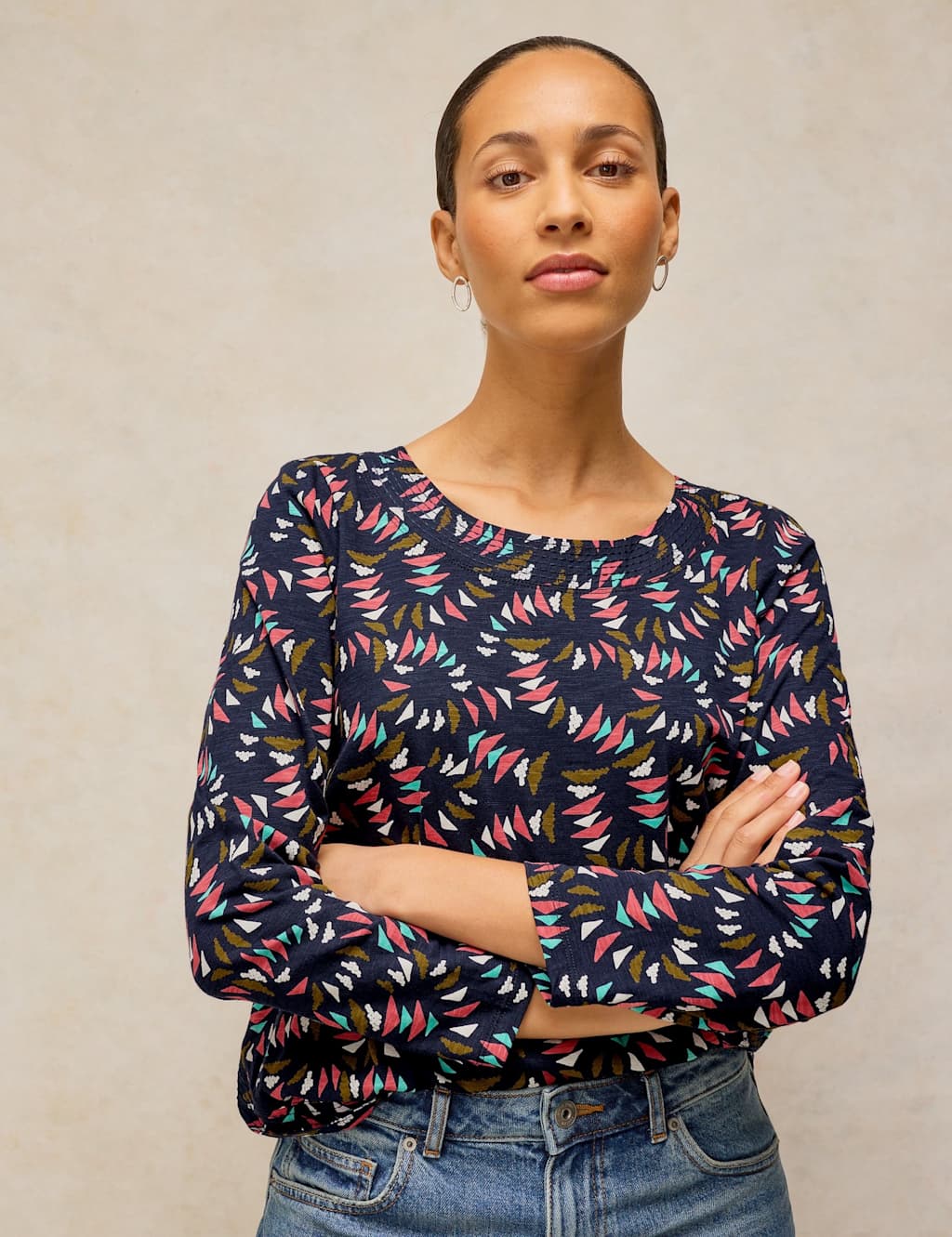 White Stuff Women's Pure Cotton Printed T-Shirt - 16 - Navy Mix - Available at M&S