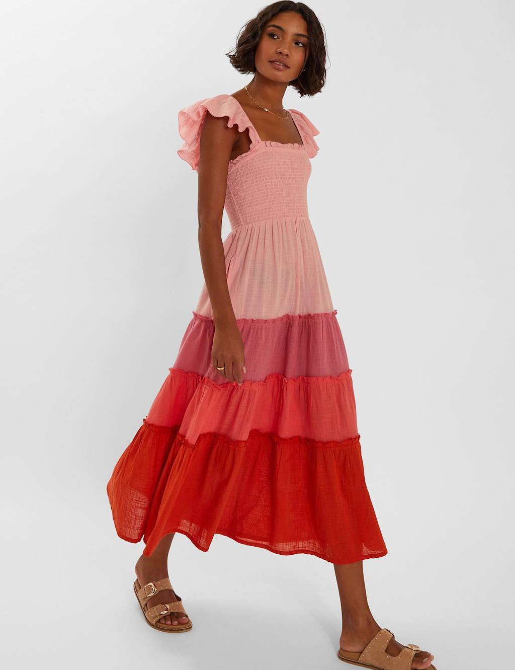 Pure Cotton Colour Block Maxi Swing Dress