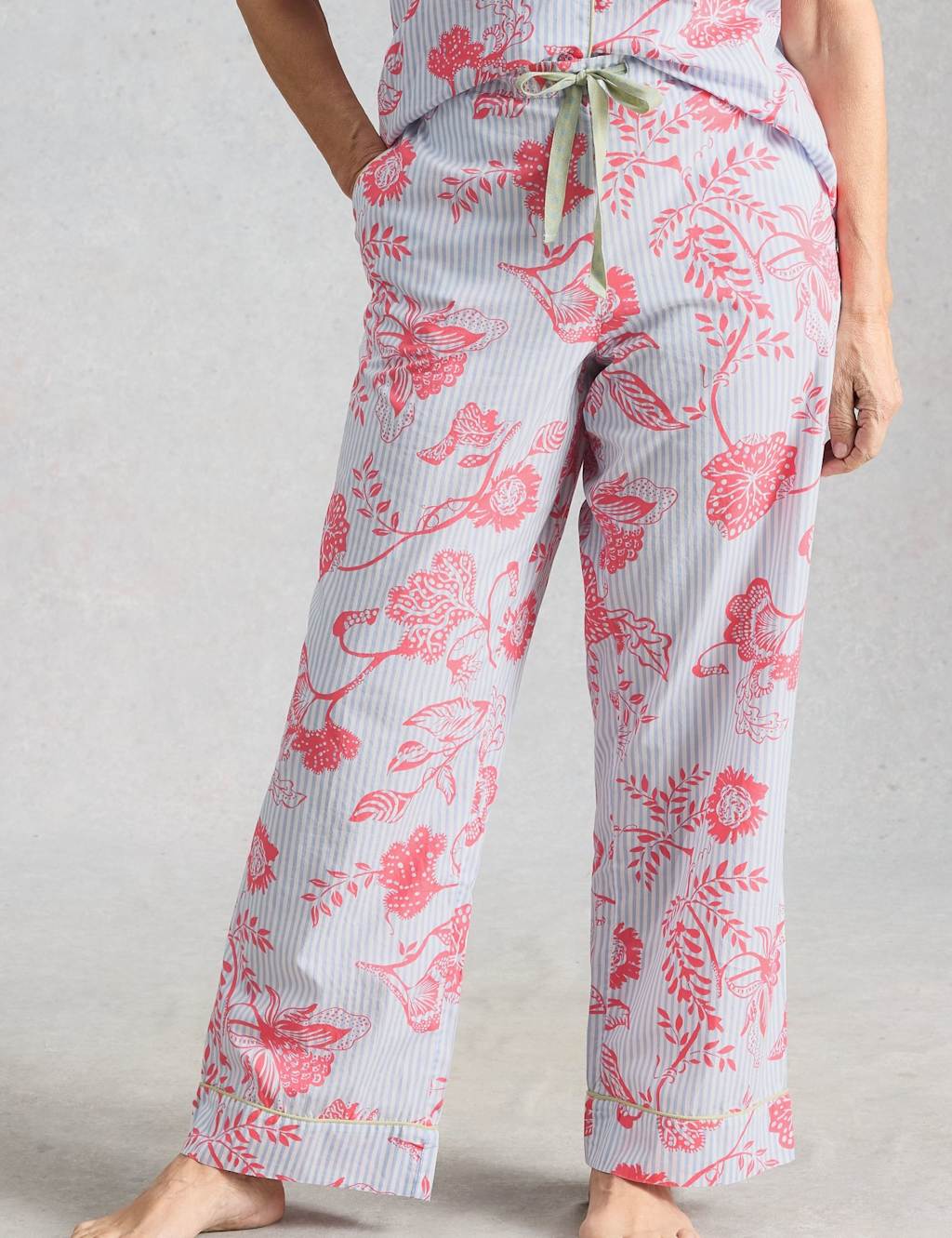 White Stuff Women's Pure Cotton Printed Pyjama Bottoms - Small - Blue Mix - Available at M&S