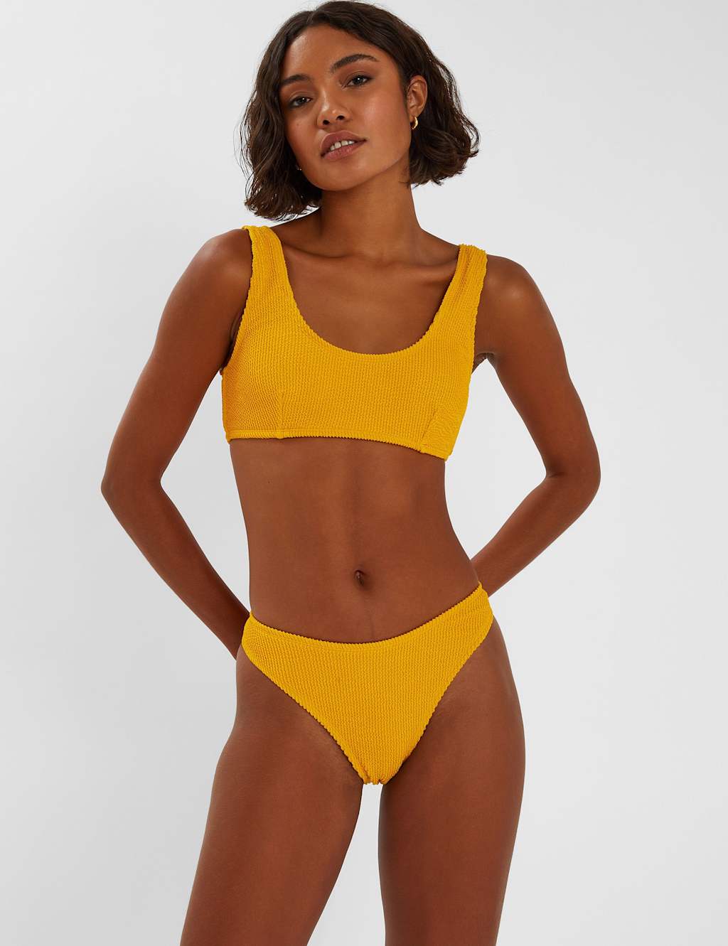 Crinkle High Leg Bikini Bottoms