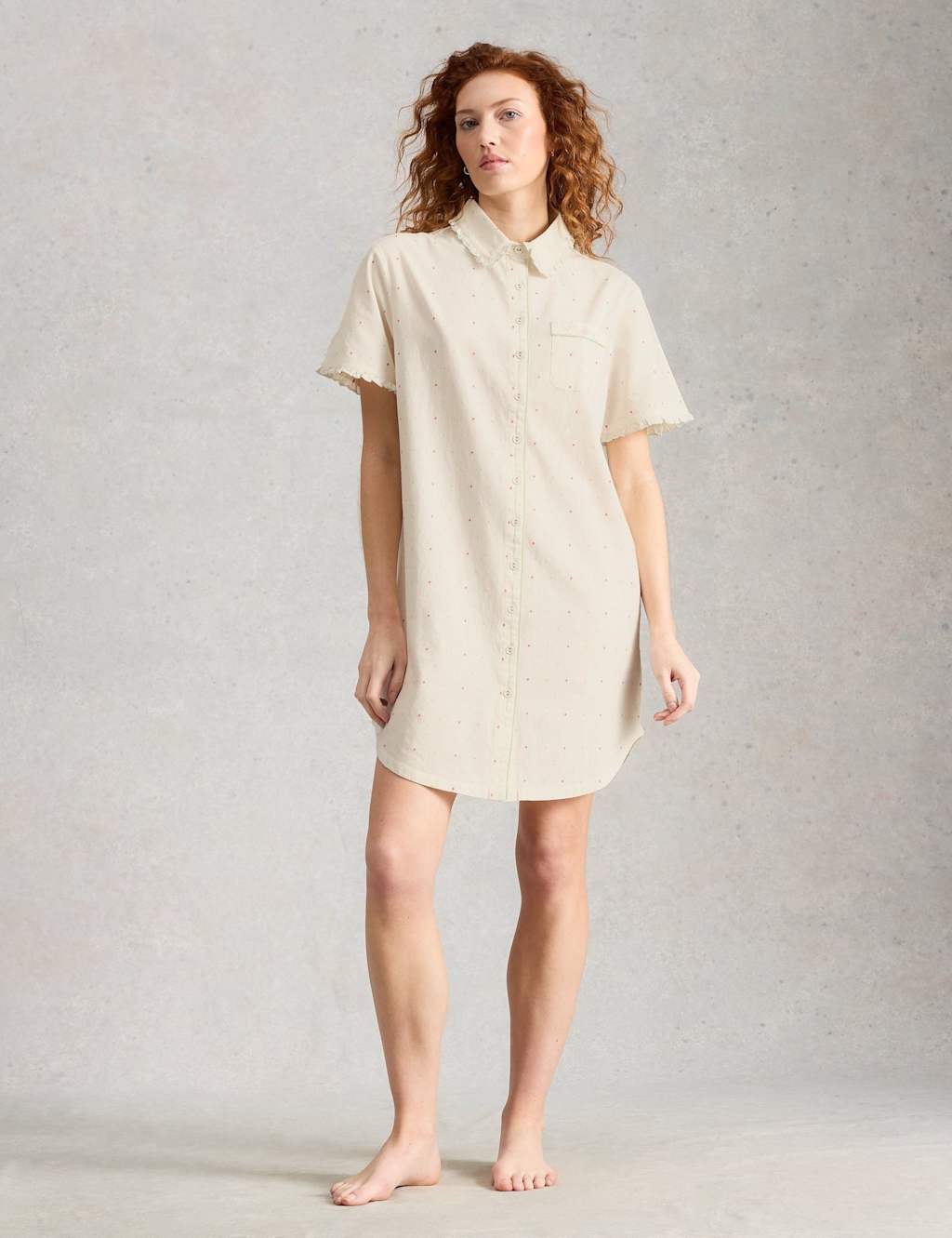 White Stuff Women's Pure Cotton Polka Dot Nightshirt - Large - White Mix - Available at M&S