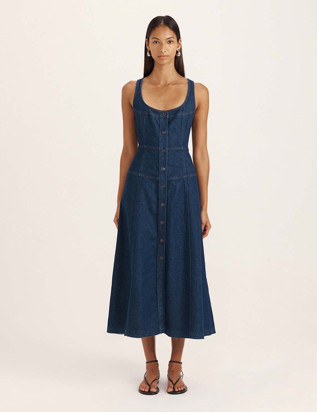 Saba Women's Denim Scoop Neck Midi Skater Dress - 10 - Blue - Available at M&S