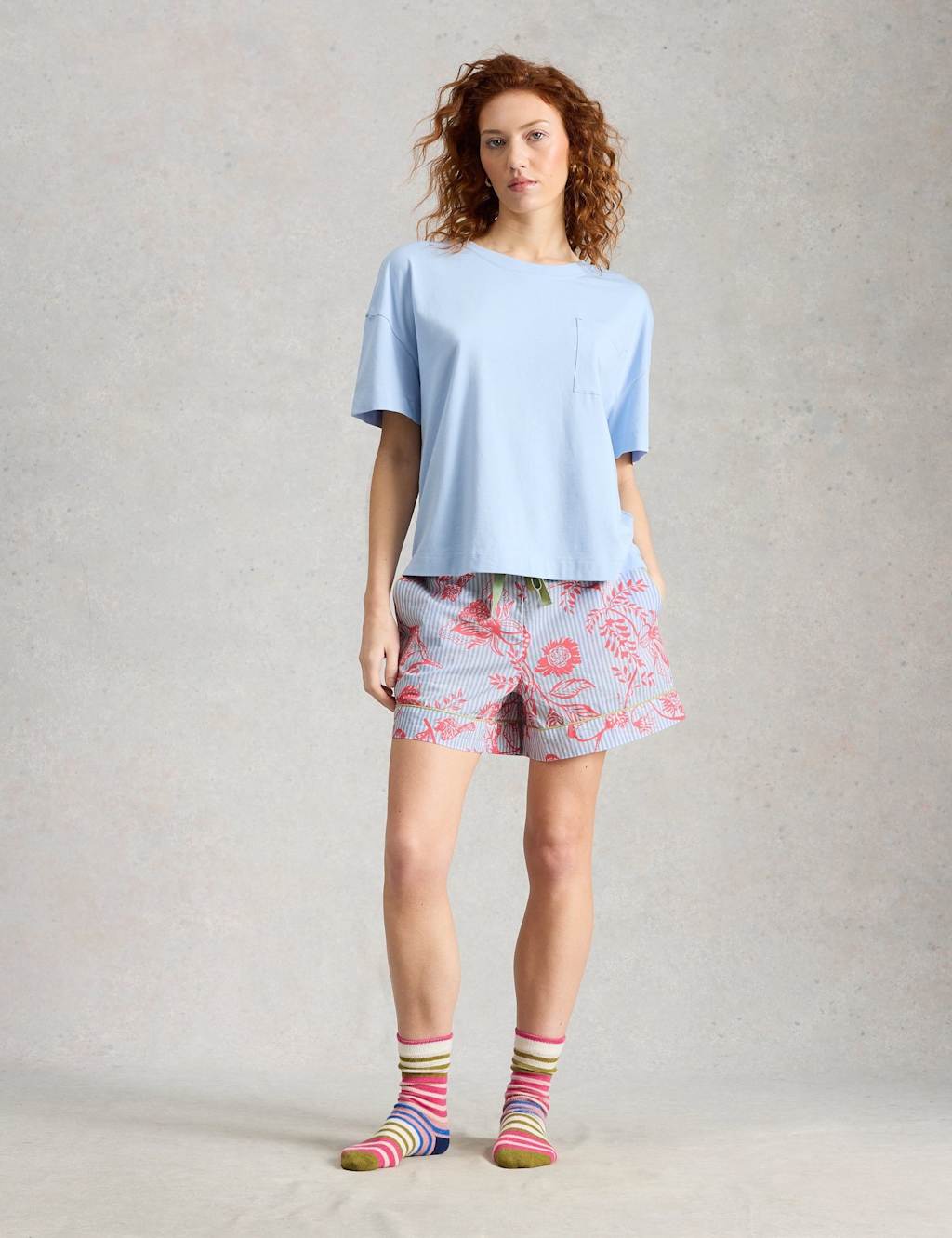 White Stuff Women's Pure Cotton Floral Pyjama Shorts - Medium - Blue Mix - Available at M&S