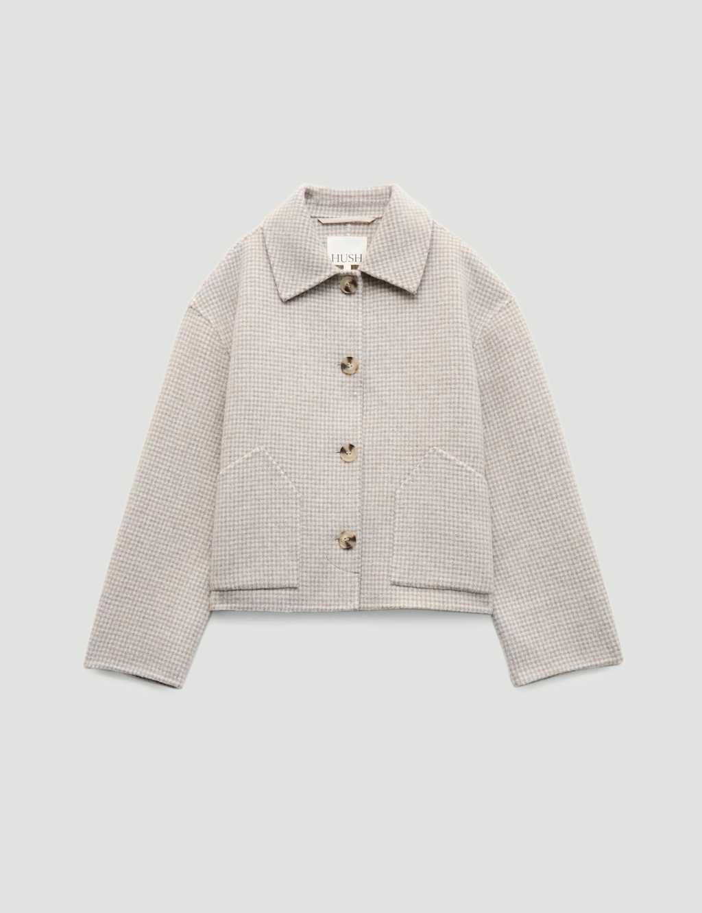 Hush Women's Double Faced Wool Rich Checked Jacket - Large-Extra Large - Grey - Available at M&S