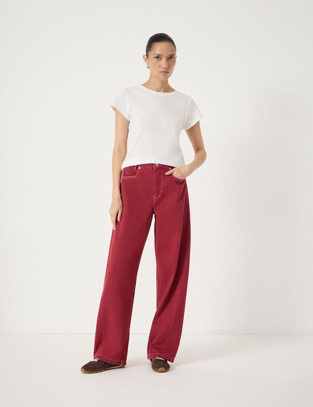 Hush Women's Saskia Mid Rise Barrel Jeans - 14 - Red - Available at M&S