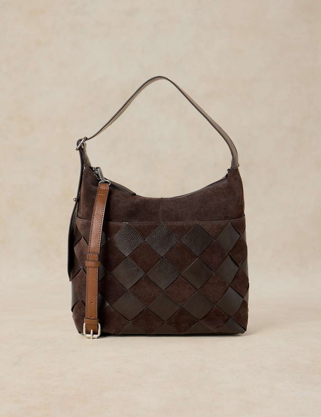 White Stuff Women's Leather Woven Shoulder Bag - Brown - Available at M&S
