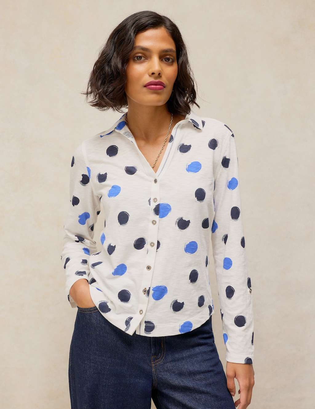 White Stuff Women's Pure Cotton Printed Collared Shirt - 22 - White Mix - Available at M&S
