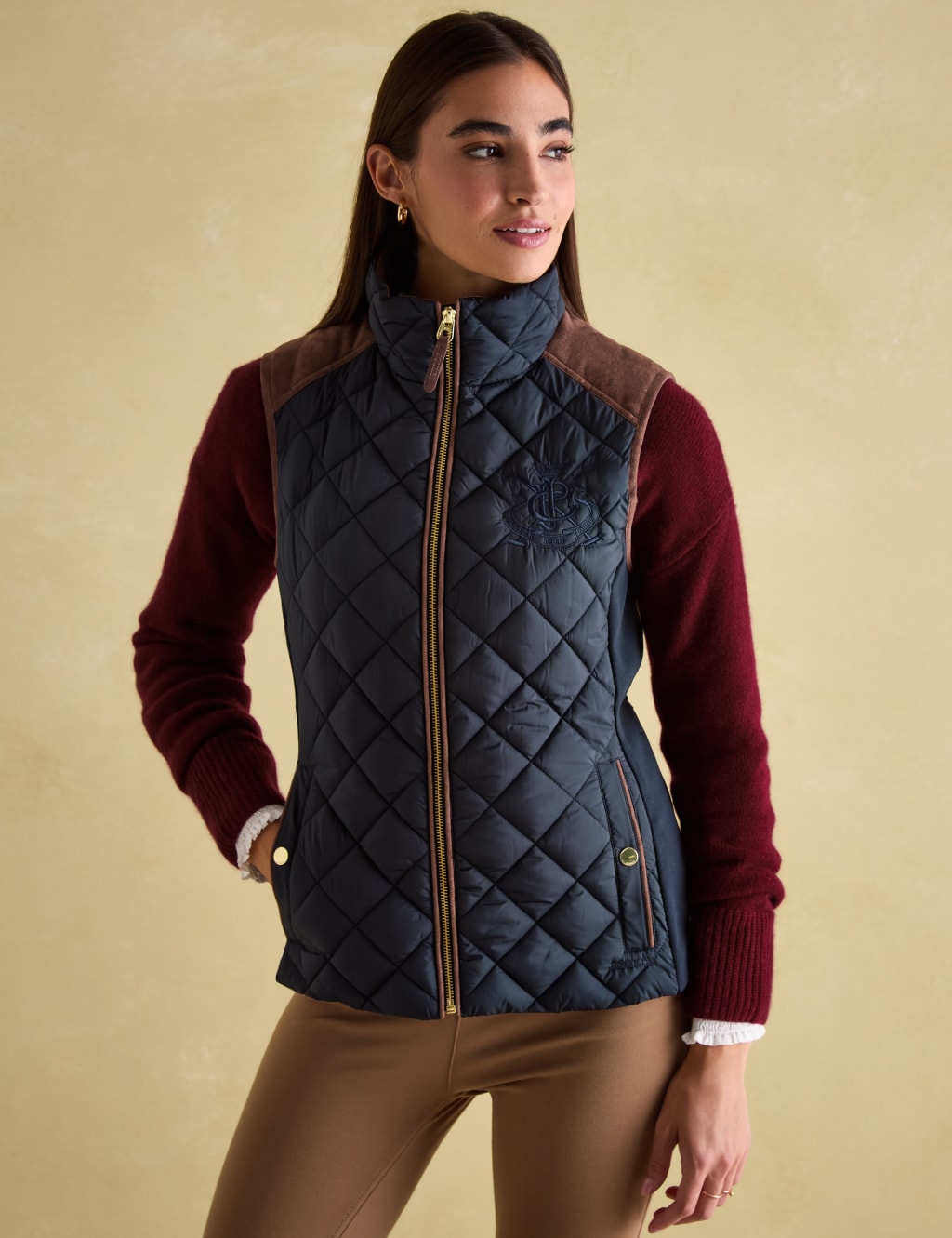 Quilted Funnel Neck Zip Up Gilet